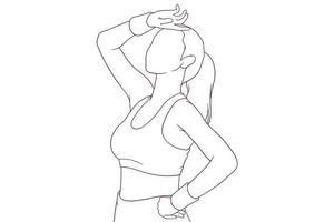 beautiful woman in fitness clothes hand drawn style vector illustration