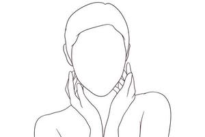 young beautiful woman taking care of her skin hand drawn style vector illustration