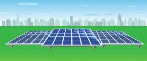 solar panels on the background of the urban landscape. vector