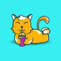 Cute cat with purple drink vector