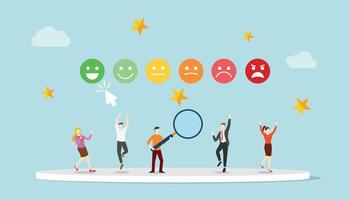 smile rating analysis or analyze team people with icon for survey feedback with modern flat style vector
