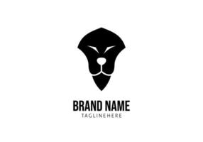 lion head logo design with shield shape isolated on white background vector