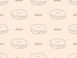 Donut cartoon character seamless pattern on orange background vector