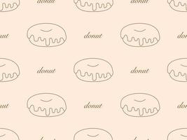 Donut cartoon character seamless pattern on orange background vector