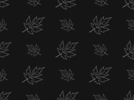 Leaf cartoon character seamless pattern on black background vector