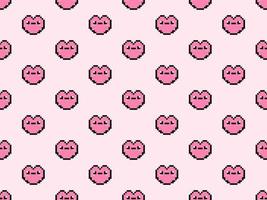 Heart cartoon character seamless pattern on pink background vector