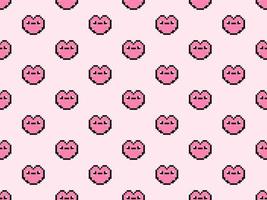 Heart cartoon character seamless pattern on pink background vector