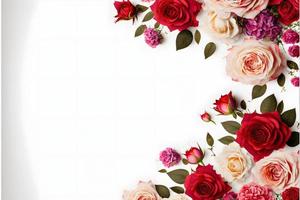 A stunning image featuring a red and pink rose flower with a blank space in the middle, perfect for adding text or overlaying graphics. This photo is ideal for use on social media, websites