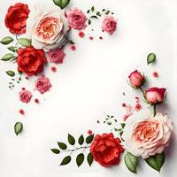 A stunning image featuring a red and pink rose flower with a blank space in the middle, perfect for adding text or overlaying graphics. This photo is ideal for use on social media, websites