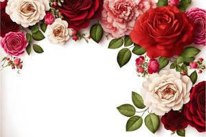 A stunning image featuring a red and pink rose flower with a blank space in the middle, perfect for adding text or overlaying graphics. This photo is ideal for use on social media, websites