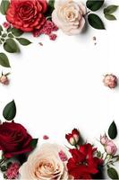 A stunning image featuring a red and pink rose flower with a blank space in the middle, perfect for adding text or overlaying graphics. This photo is ideal for use on social media, websites