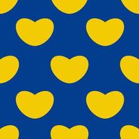 Vector seamless pattern of yellow hearts on a blue background