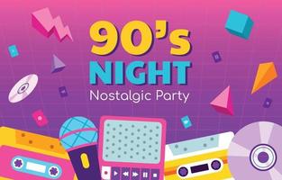 Nineties Night Nostalgic Party vector