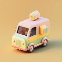 te whimsical 3D delivery car icon character perfect for logistics, transportation projects photo