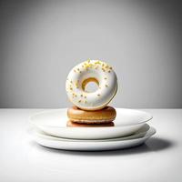 doughnuts on white background, perfect for advertising, packaging, menus, cookbooks. Highlighting texture and details, shot from above, high-res suitable for printing, posters, banners and more photo