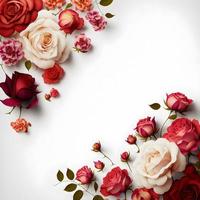 A stunning image featuring a red and pink rose flower with a blank space in the middle, perfect for adding text or overlaying graphics. This photo is ideal for use on social media, websites