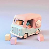 te whimsical 3D delivery car icon character perfect for logistics, transportation projects photo