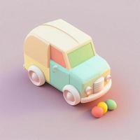 te whimsical 3D delivery car icon character perfect for logistics, transportation projects photo