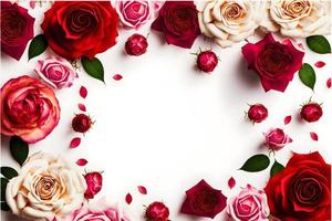 A stunning image featuring a red and pink rose flower with a blank space in the middle, perfect for adding text or overlaying graphics. This photo is ideal for use on social media, websites