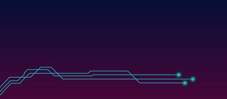 Social media header template with blue pcb tracks and copy space on dark gradient. Social cover or banner in techno style. vector