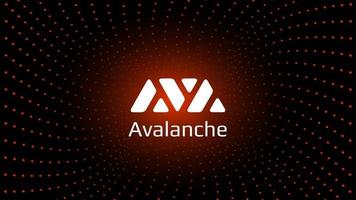 Avalanche AVAX token symbol cryptocurrency in the center of spiral of glowing dots on dark background. Cryptocurrency logo icon for banner or news. Vector illustration.