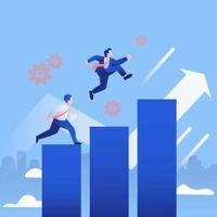 Business arrow concept with businessman  jumping on the graph. grow chart up increase profit sales and investment. background vector