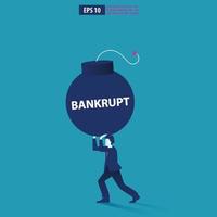 Bankruptcy vector illustration  concept. Businessman with broke company. global financial crisis with arrow decrease symbol. economy drop, lost,and bankrupt