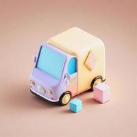 te whimsical 3D delivery car icon character perfect for logistics, transportation projects photo