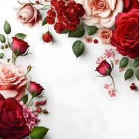 A stunning image featuring a red and pink rose flower with a blank space in the middle, perfect for adding text or overlaying graphics. This photo is ideal for use on social media, websites