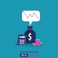 financial crisis concept. cost reduction strategy and analysis. pile of dollar coin fall down symbol. economic decline, downfall, crisis and bankrupt. Business vector illustration