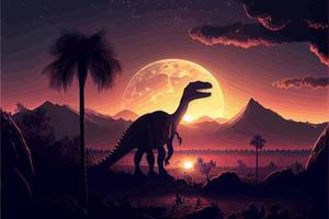 Dinosaur background Abstract landscape illustration vector graphic cartoon style