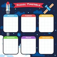 Weekly School Timetable Template with Space Themed vector