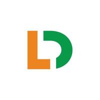 vector de logotipo de línea geométrica plana simple de diseño de corte de letra abstracta ld