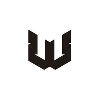 letter w simple flat shadow 3d geometric design logo vector
