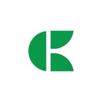 letter c simple green leaf curve logo vector