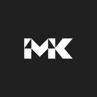 letter mk triangles geometric mosaic logo vector