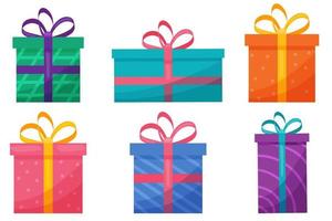 Set of gift boxes. Birthday. Icon. Decorative element for use in the design of cards, invitations. vector