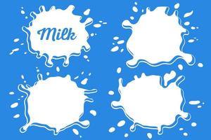 Set splashes of milk. Splash. flat style. White. Cow's milk. For use in your designs. vector