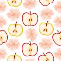 Beautiful pattern apples and apple-tree flowers. Fruit pattern. Vector illustration . For printing on packaging. For your design.