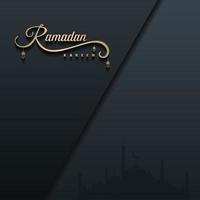 islamic greeting ramadan kareem card square background black gold color design  for islamic party vector