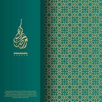 saludo islámico tarjeta ramadan kareem fondo cuadrado diseño de color verde dorado para fiesta islámica vector