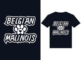 ilustraciones de malinois belga para el diseño de camisetas listas para imprimir vector