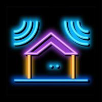 sound acting on residential building neon glow icon illustration vector