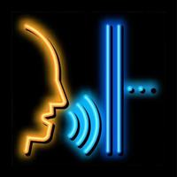 sonido que proviene de la ilustración del icono de resplandor de neón de la persona vector