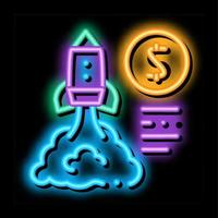 monetary comet flight neon glow icon illustration vector