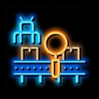 manufacturing defect search neon glow icon illustration vector