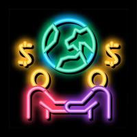 international partnership businessman handshake neon glow icon illustration vector