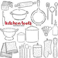 kitchen tools hand drawn vector