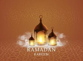 Arabic lantern and clouds. Ramadan Kareem. Vector illustration design.