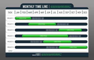 plantilla de calendario de proyecto de línea de tiempo mensual vector